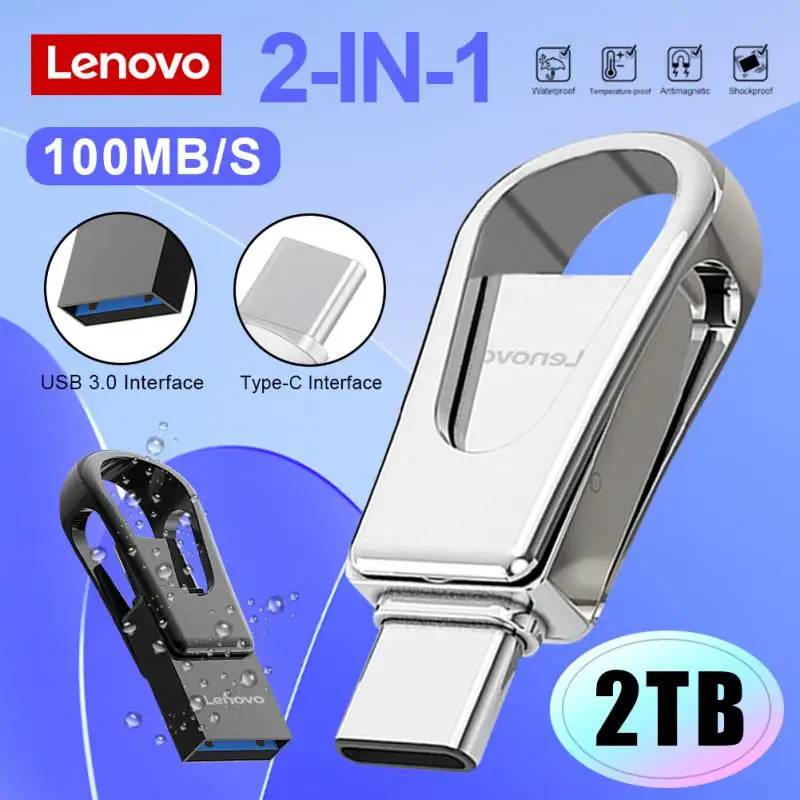 Nuova Chiavetta Usb Lenovo 128Gb Memory Stick 2Tb Pendrive 1Tb Metallo Usb 3.0 Disco 2-In-1 Type-C Cle Usb Logo Gratuito All'Ingrosso