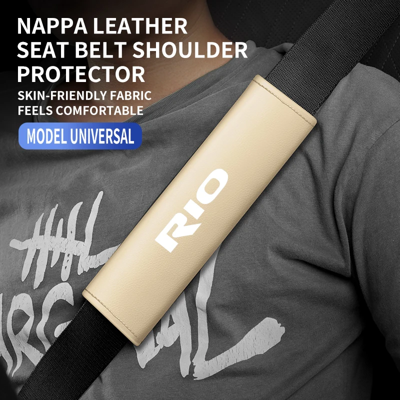 1PC Leather Car Seat Belt Shoulder Protector Cover Safety Belt Padding Pad For Kia Rio KN RIIO Seat Decoration