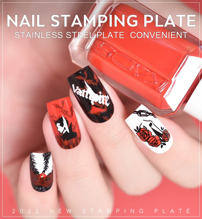 Description Picture 2 of itemKADS Christmas Nail Art Stamping Plates Snowflakes Halloween Skull Ghost Image Stamp Templates Print Manicure Stencils Tools