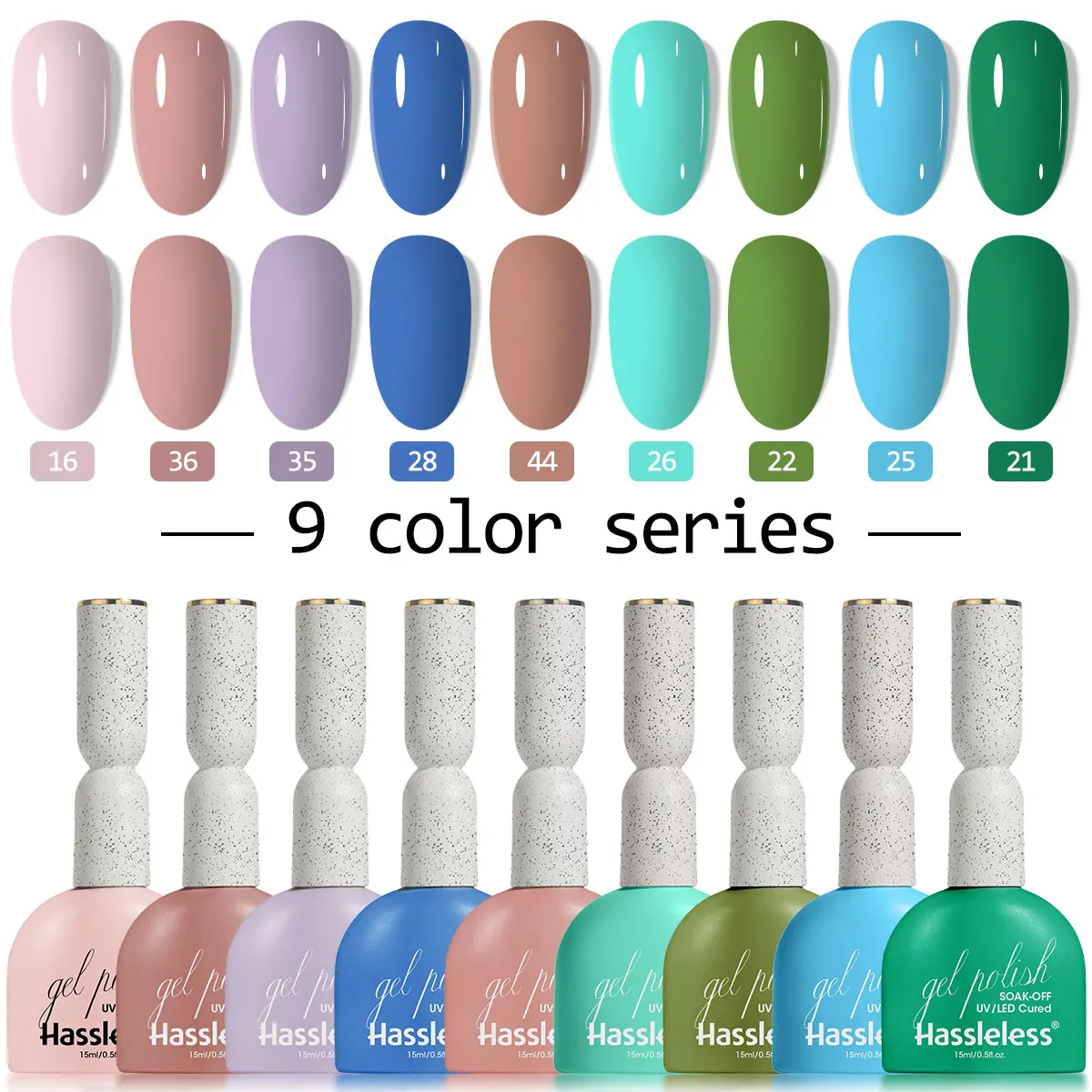 Vibrant Gel Nail Polish Collection, 9 Trendy Spring/Summer Colors, Easy Water-Soluble Removal