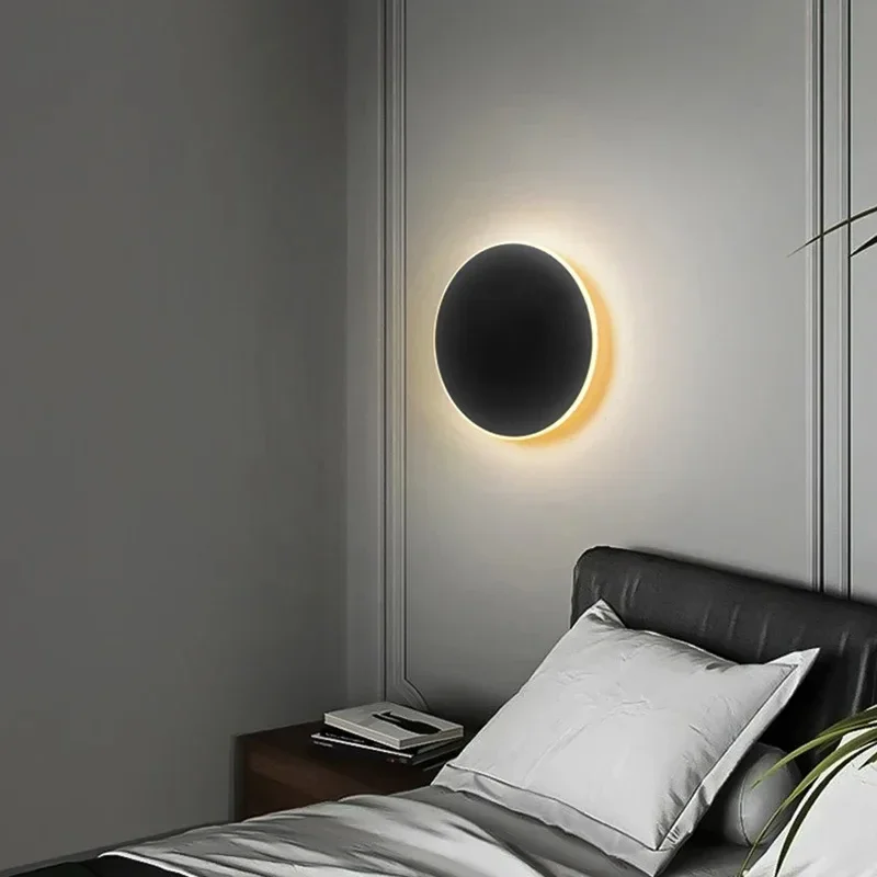 

Nordic Minimalist Circular Wall Lamp LED Induction Touch Living Room Bedroom Hallway Staircase Background Wall Decorative Light