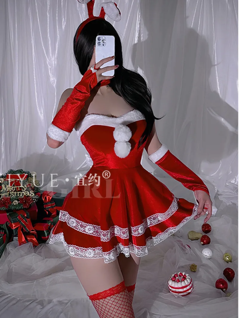 

Fashion Sweet Mini Dress Underwear Sexy Christmas Dress Elegant Women Sling Dress Rabbit Girl Uniform 2023 New V8CM
