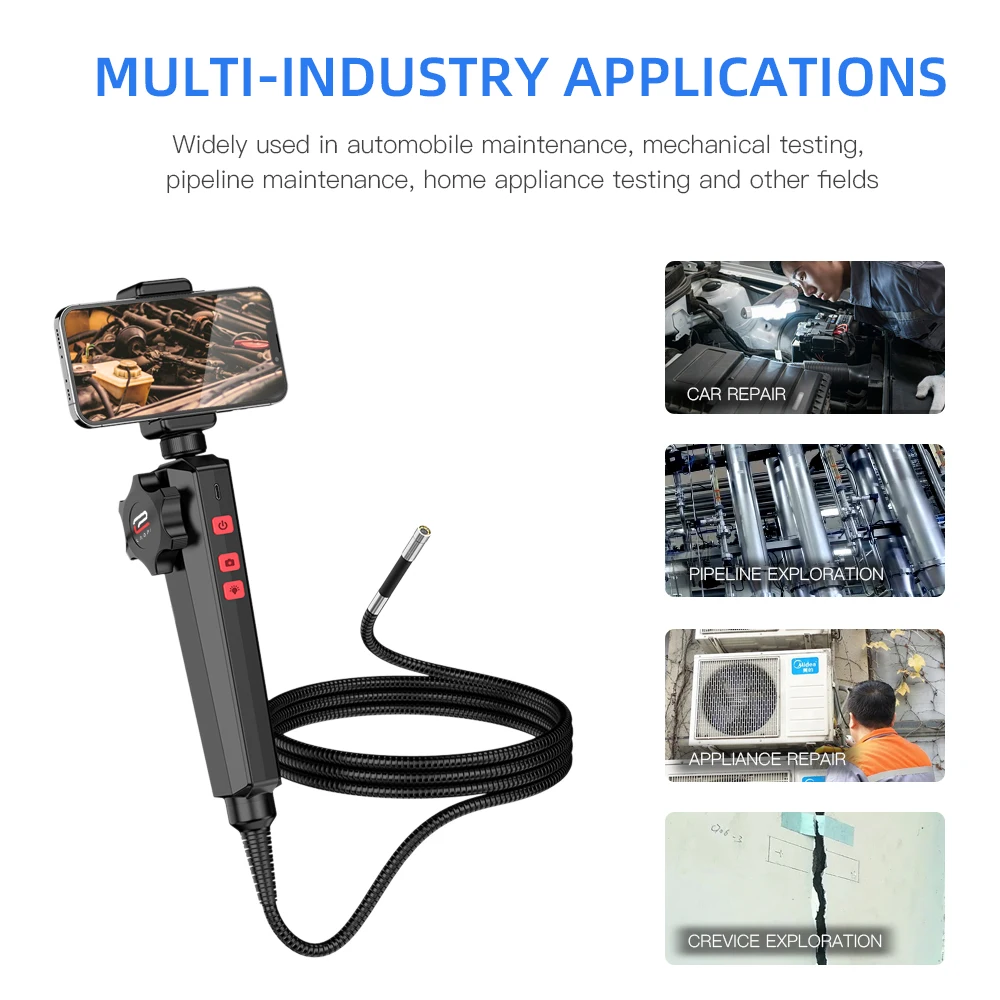 1080P Auto Repair Borescope rotary Endoscope for Car 6MM/8.5MM 180 Degree Steering Inspection Lens With 8 LED Carring Bag IP67 4