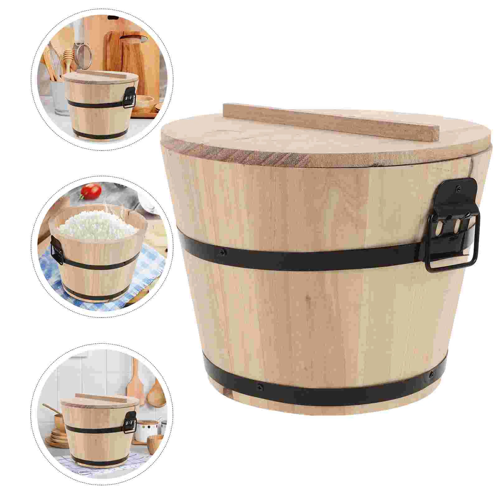 Basket Rice Steamer Sushi Wood Bucket Mixing Bowl Device Yellow Wooden Container