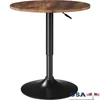 Round Pub Table Height Adjustable with 360 Swivel MDF Tabletop Dining Bistro Cafe Home Bar Rustic Brown 1