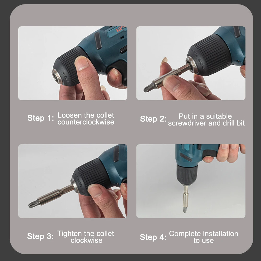 Cordless Electric Screwdriver Drill Set 8V Powerful Rechargeable