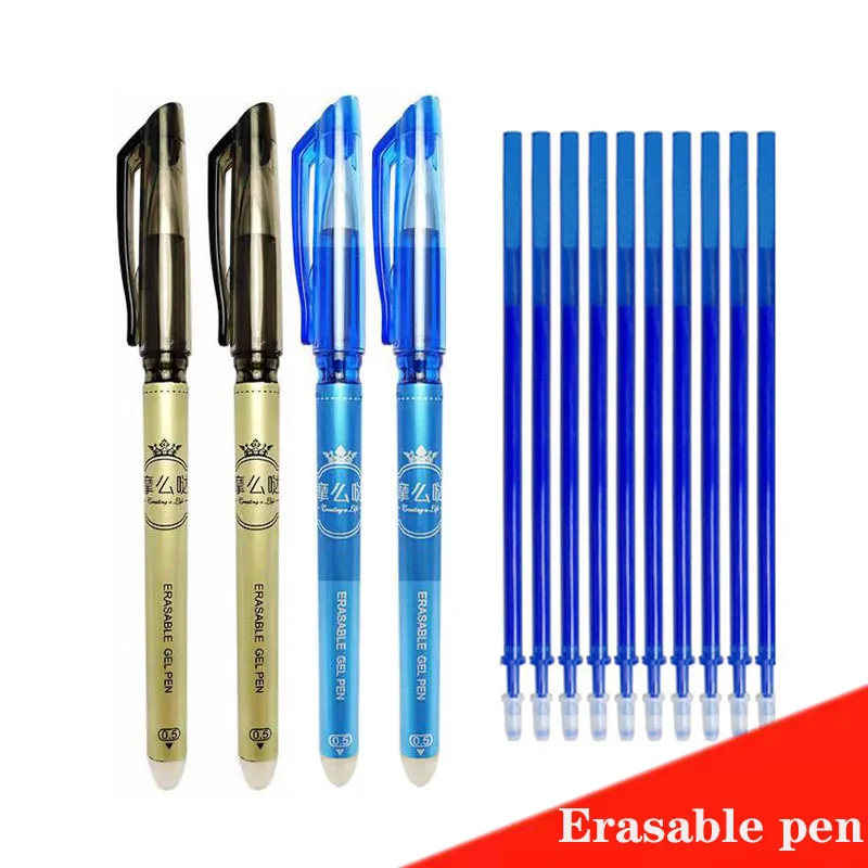 Luxury Erasable Pen Gold Style Set 0.5mm Blue Black Ink Ballpoint Pen