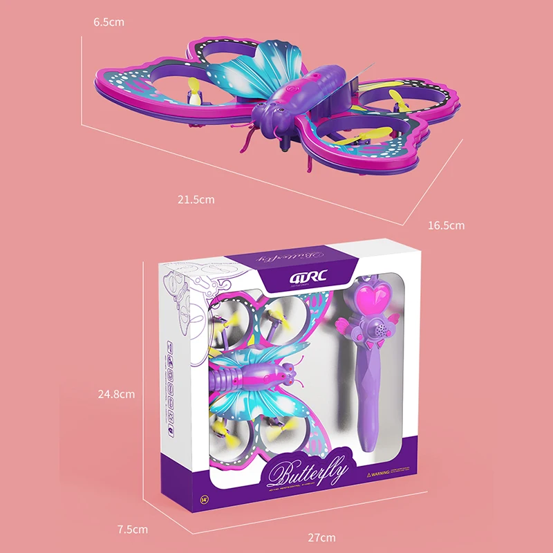 One Click Takeoff Flash Butterfly Four Axis Aircraft Colorful Toy Second Child Remote Control Butterfly Aircraft Toy Gift 2