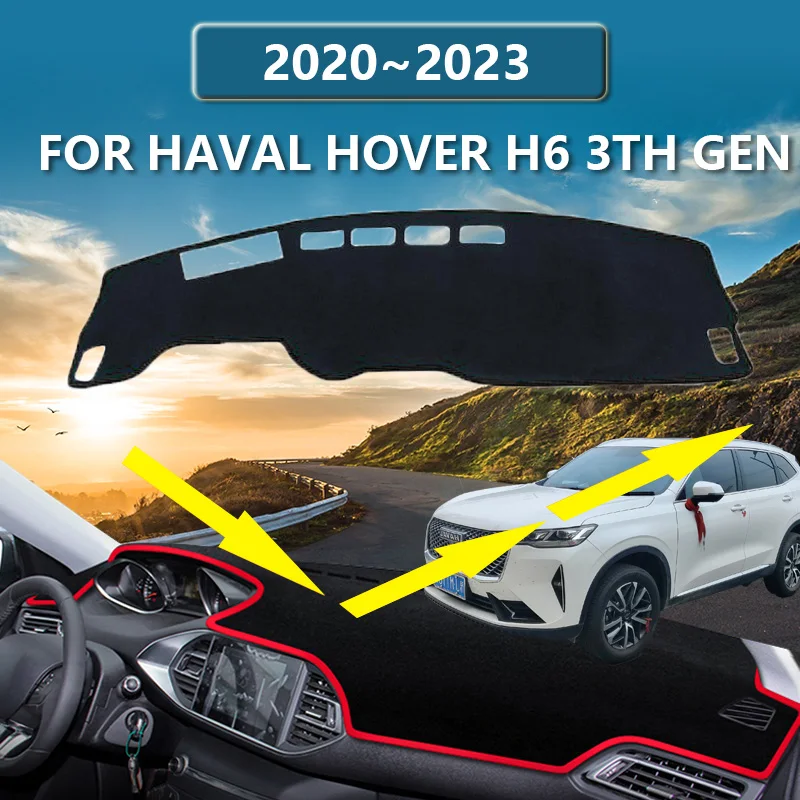 

For Haval H6 3rd Gen 2020 2023 2022 2021 Car Interior Dashboard Cover Carpet Dash Mat Sun Shade Anti-UV Rug Pad Cushion Dashmat