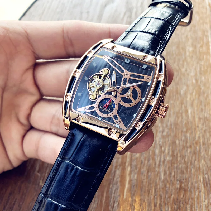 

Black Warrior Watch Men's Automatic Mechanical Watch Student Business Waterproof Tourbillon Hollow Watch Wine Barrel
