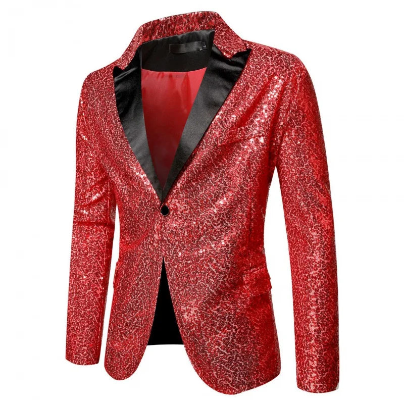 Men's Sequined Suit Jacket Nightclub Dance Performance Dress Wedding Party Host Suit Jacket