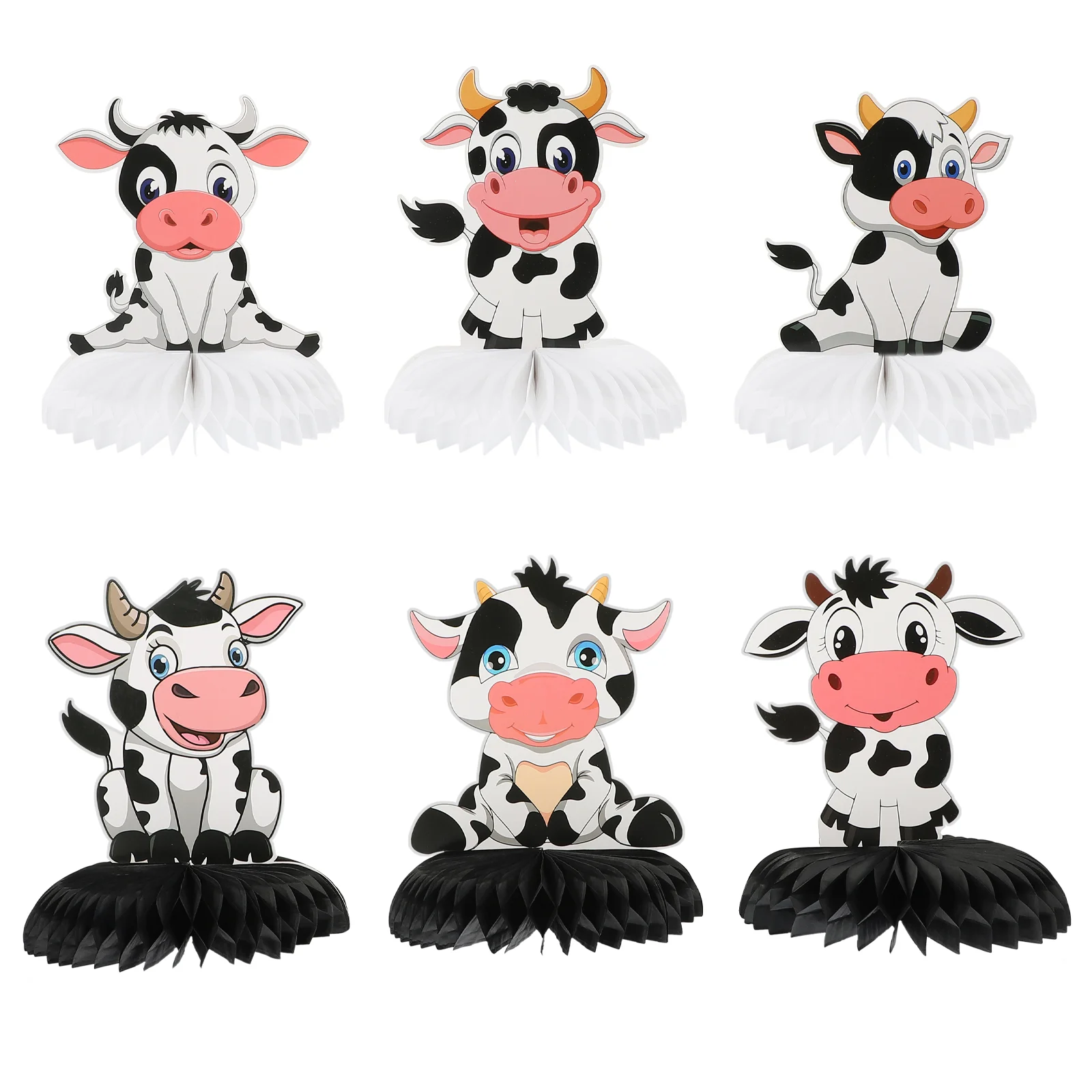 

6 Pcs Honeycomb Cow Ornament Party Desktop Decor Paper Table Decors Topper Child Supplies