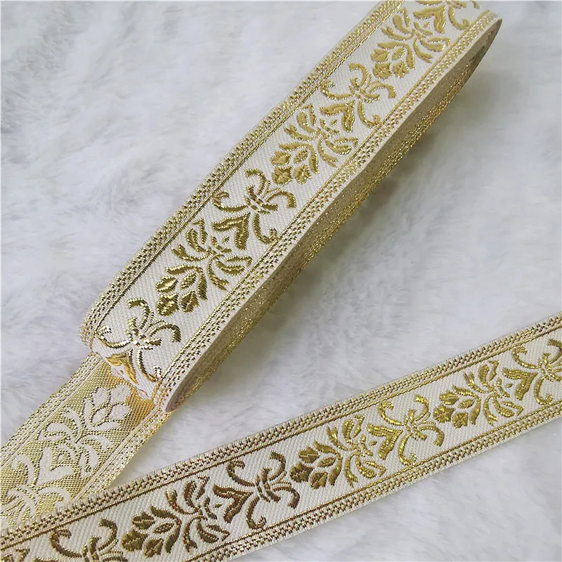 7 Meters 1 Inch 25mm Gold Color Silver Color Vintage Ethnic Embroidery Ribbon Boho Lace Trim DIY Clothes Bag Embroidered Fabric 4
