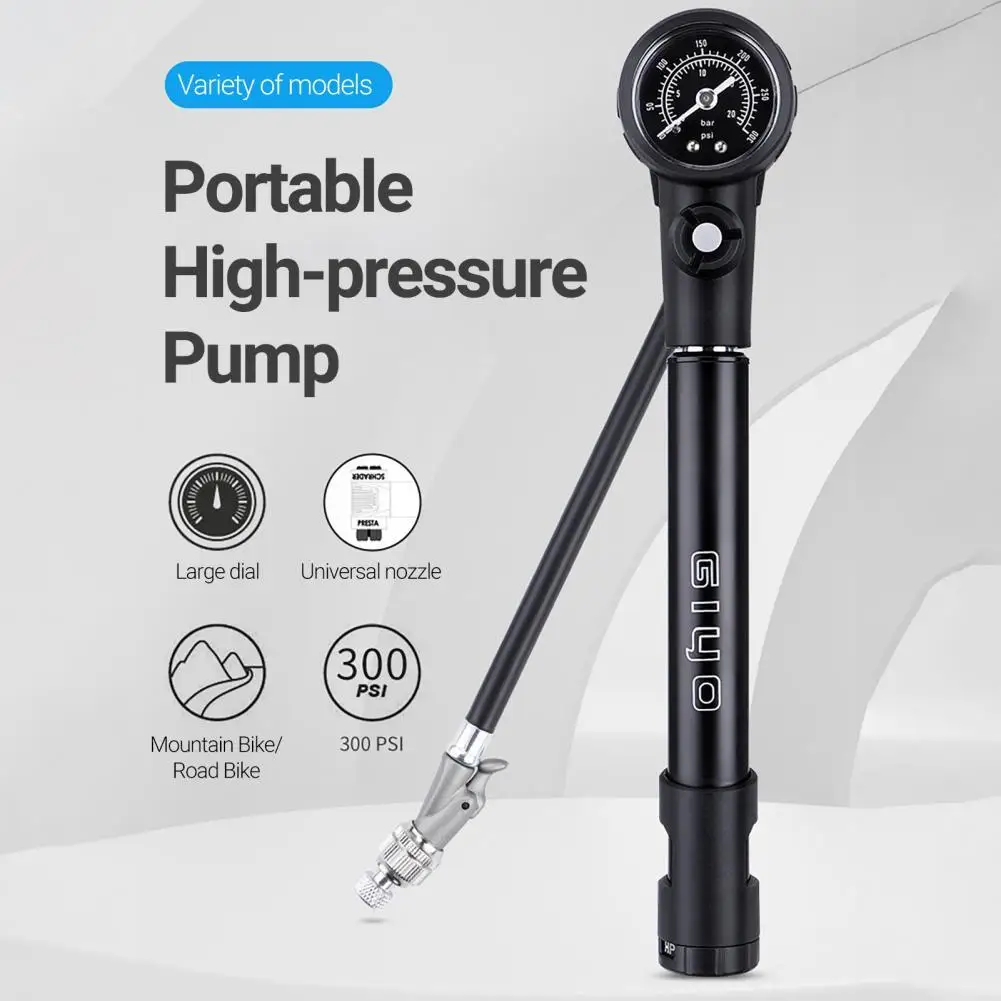Giyo 2021 Bicycle Pump Fork/tire High Pressure Bike Pump With Gauge
