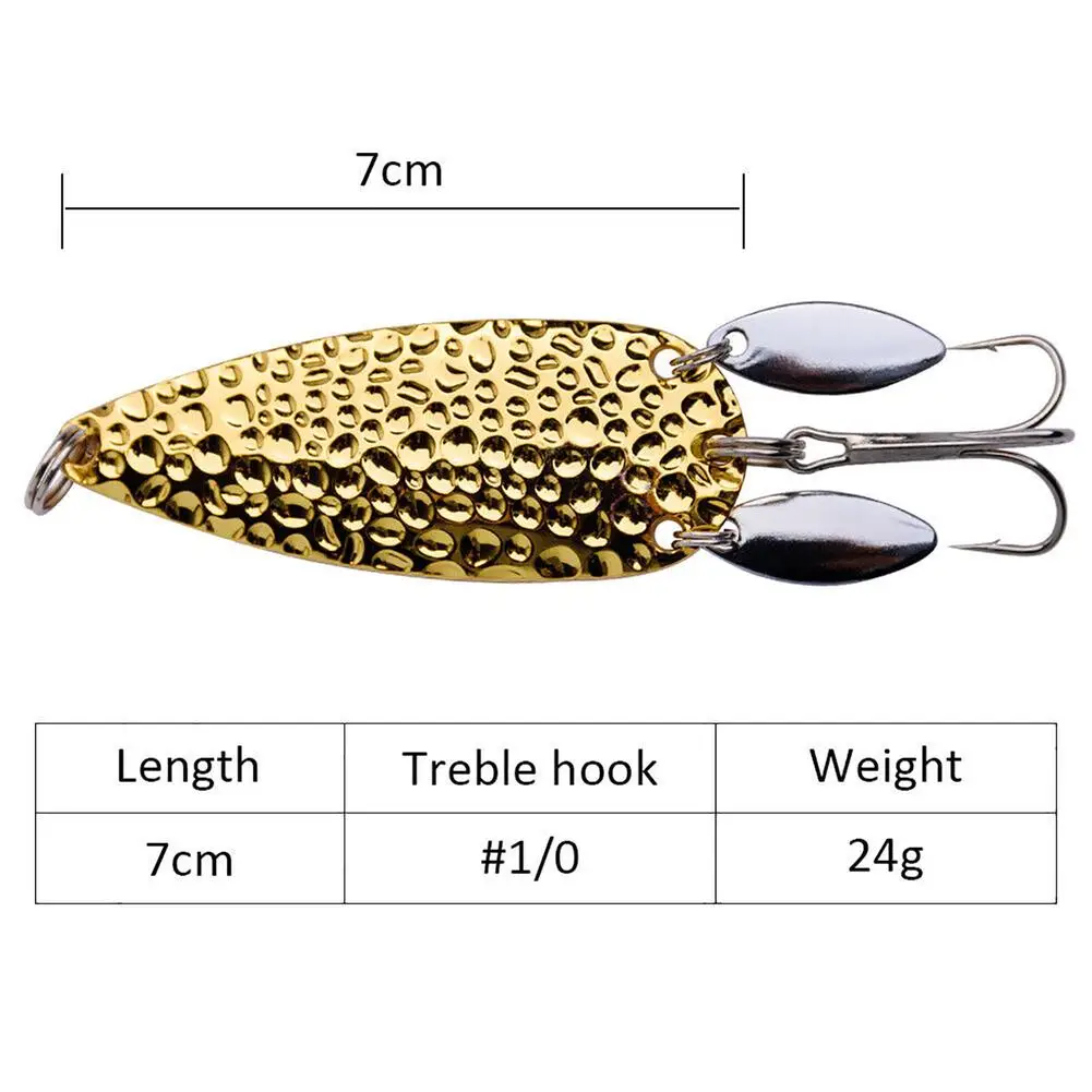 2pcs Fishing Lure 7cm 24g Metal Spoon Spinner Bait With Double