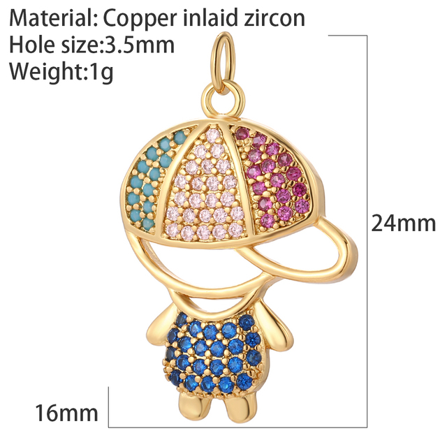 Family Gilr Boy Letter Charm for Jewelry Making Supplies Real Gold Plated CZ Dangle Diy Earring Necklace mama pendant