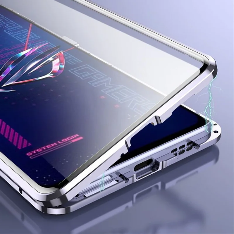 Capa For Asus ROG Phone 6 Pro Tempered Glass Phone Case For ROG Phone 6 5 5S Pro 360 Double Sided Magnetic Protective Flip Cover
