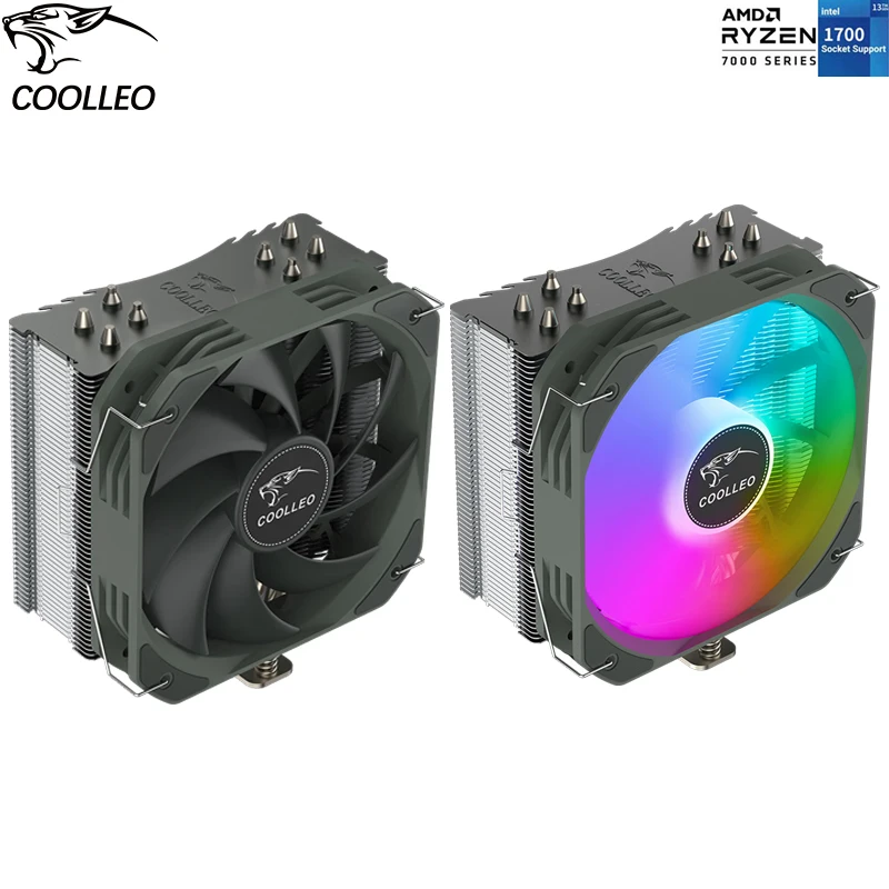 

Кулер для процессора COOLLEO P40iMAX 4 тепловые трубки 5 в 3PIN ARGB 4 Pin PWM PC тихий охлаждающий вентилятор для LGA1700 2011 1200 115X AMD AM4 AM5