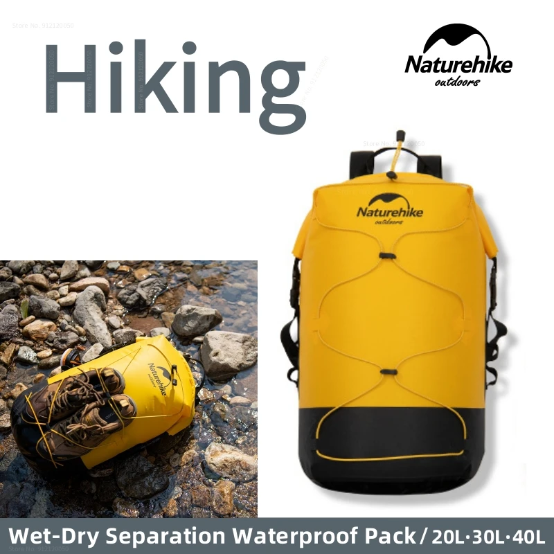 

Naturehike SALE TPU Dry-Wet Separation Waterproof Pack Outdoor Wading Backpack IPX6 Wear Resistant Water sport Bag 20L/30L/40L