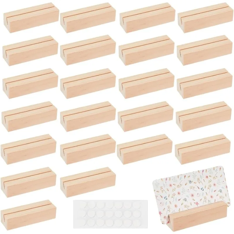 20PCS Wood Place Card Holders Wood Name Card Holder for Wedding Party Events Decoration Double Side Display Mini Blackboard