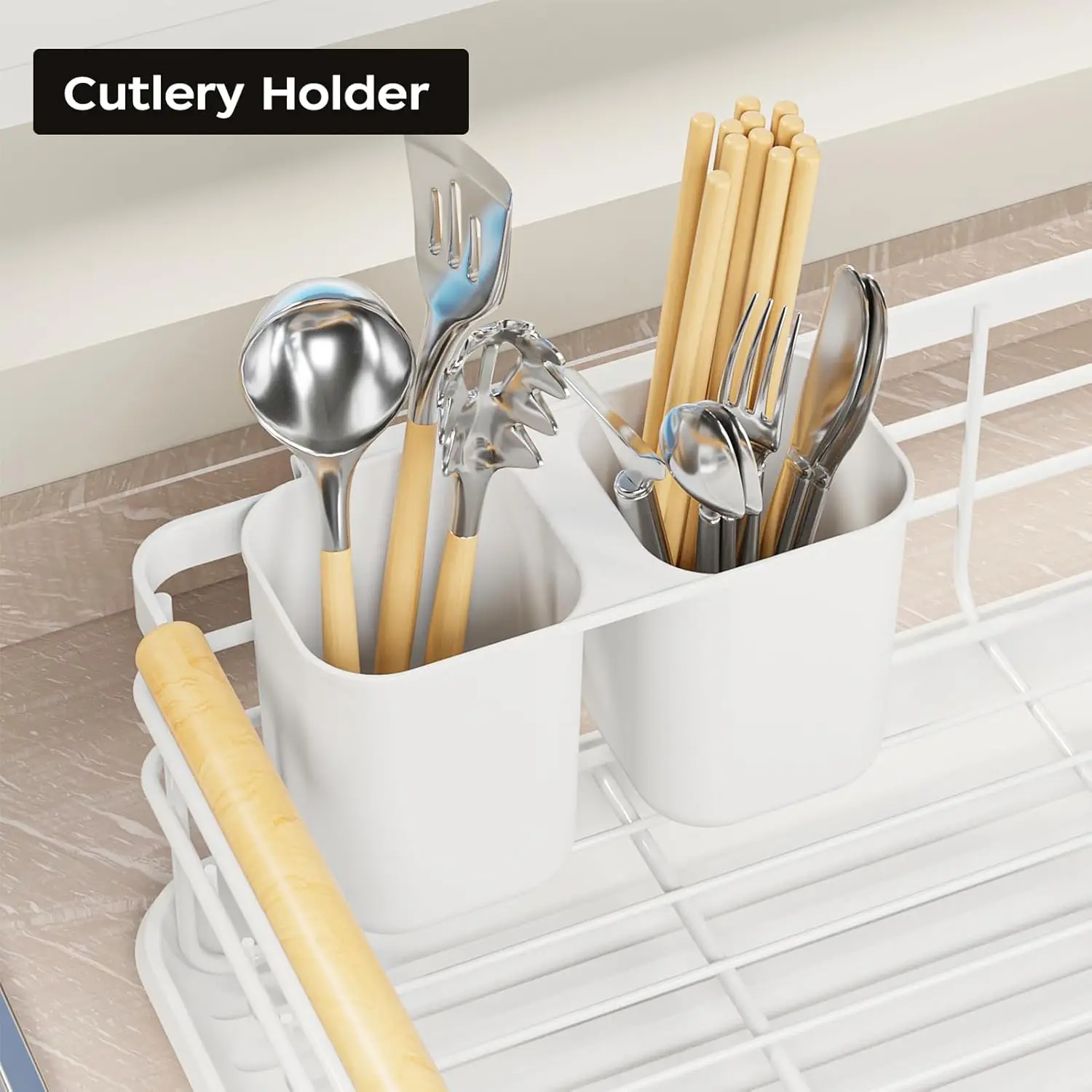 Dish Racks for Kitchen Counter: Wooden Handles, Thickened Metal, No Assembly. Small Dish Drying Rack: Ideal for Small Households