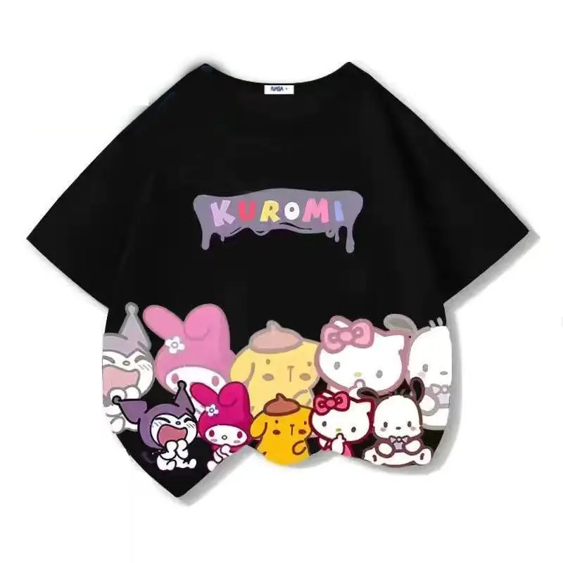 

Kawaii Sanrio Kuromi My Melody Children Short Sleeve Summer Sweet Cute Cartoon Half Sleeve T-Shirt Large Children Tops Kid Gift