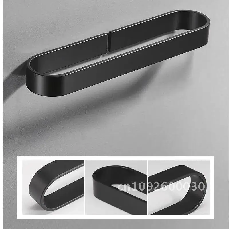 Nail free Solid Aluminum Black Towel Bar Single Holder Matte Black Bathroom Towel Rack cm 30/40/50/60