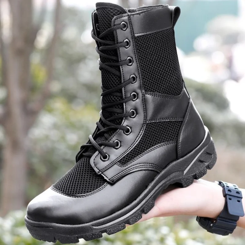 

Sshooer Man Boots Military Army Tactical Boot Outdoor Hiking Climbing Walking Shoes Wear-resistant Anti-skid Shoe Black Botas