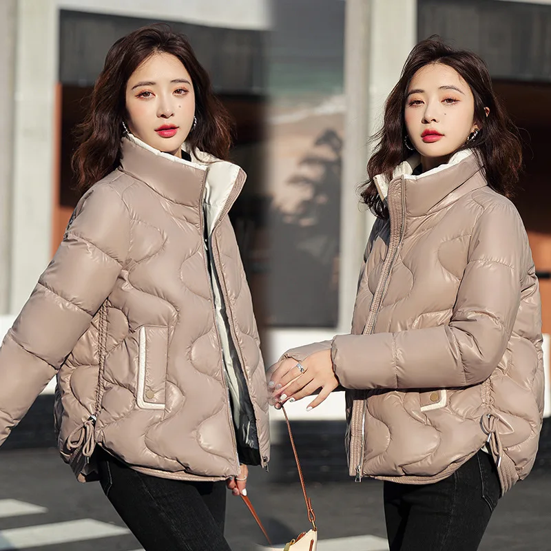 

Cotton women's short autumn and winter new stand-up collar bread jacket thickened warm cotton jacket