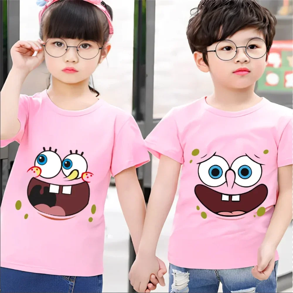 New SpongeBob T-shirt Kids Sweatshirt Kids Short Sleeve Boys Girls Clothing Summer Short sleeve ages 3-12 4