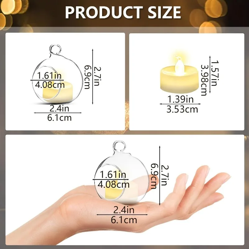 Set De 6 Globes En Verre Suspendus – Pour Bougies, Plantes Déco Ou Terrarium, Ambiance Chaleureuse Assurée - 6