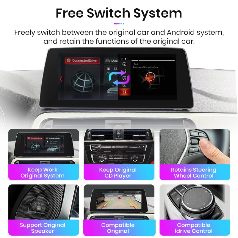 Radio de coche Junsun de 10,25 pulgadas con CarPlay inalámbrico y Android para BMW Serie 1 F20 2017-2019, sistema EVO, sistema inteligente, navegación GPS estéreo 5