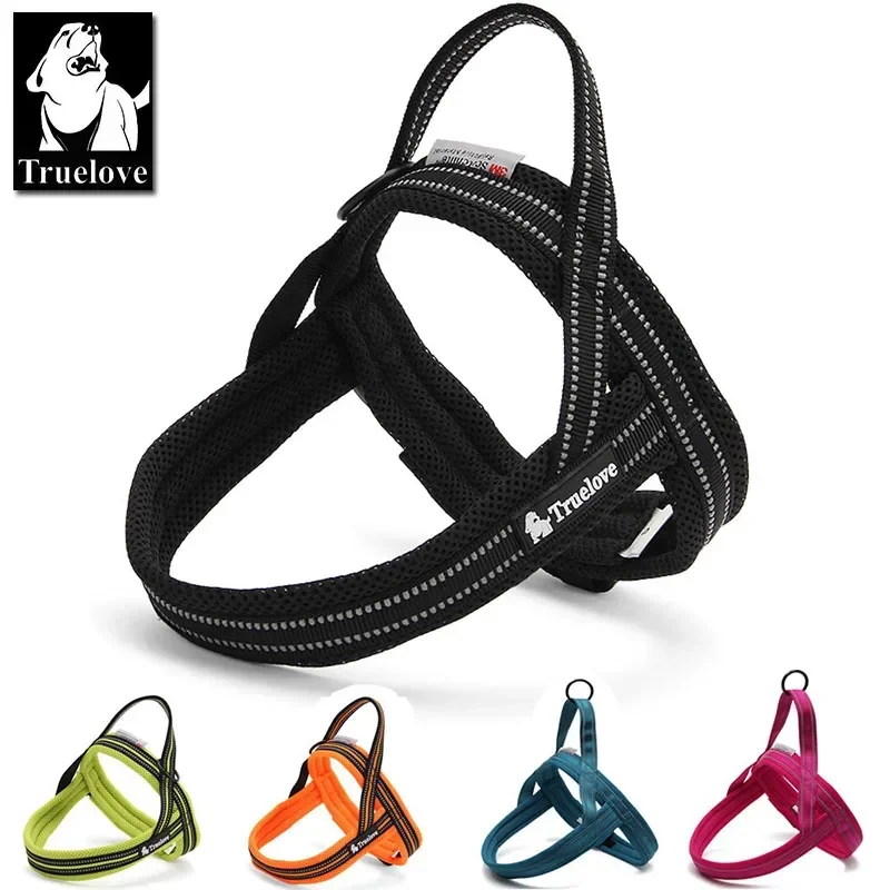 Truelove Soft Mesh Padded Nylon Dog Harness Vest 3M Reflective Security Dog Collar Easy Put on Pet Harness Pull-resistan TLH5811