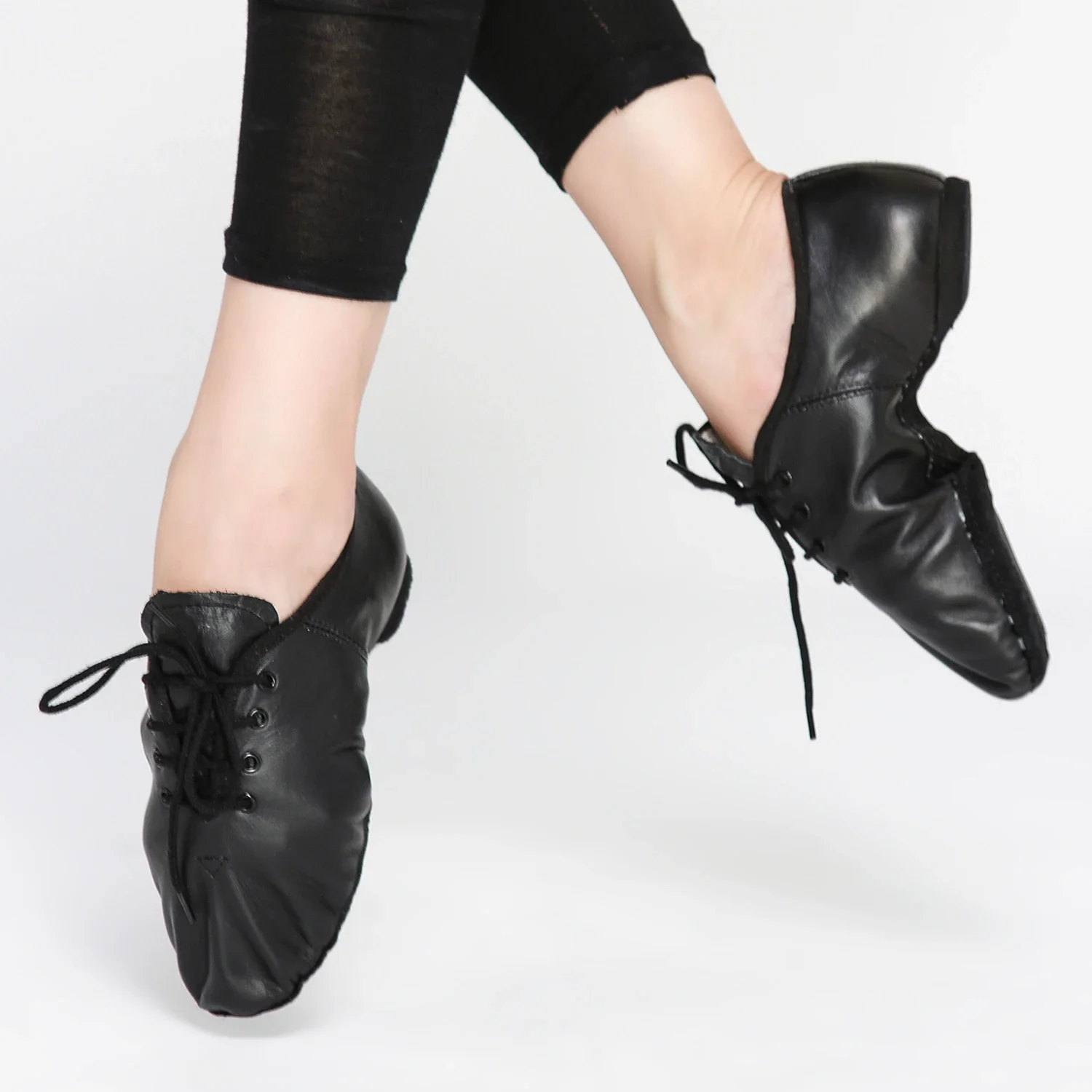 Clearance Professional Cowhide Jazz Dance Shoes For Men Tan Black White Breath Dancing Sneakers Hip Hop Shoes Woman Dancing Shoe 2