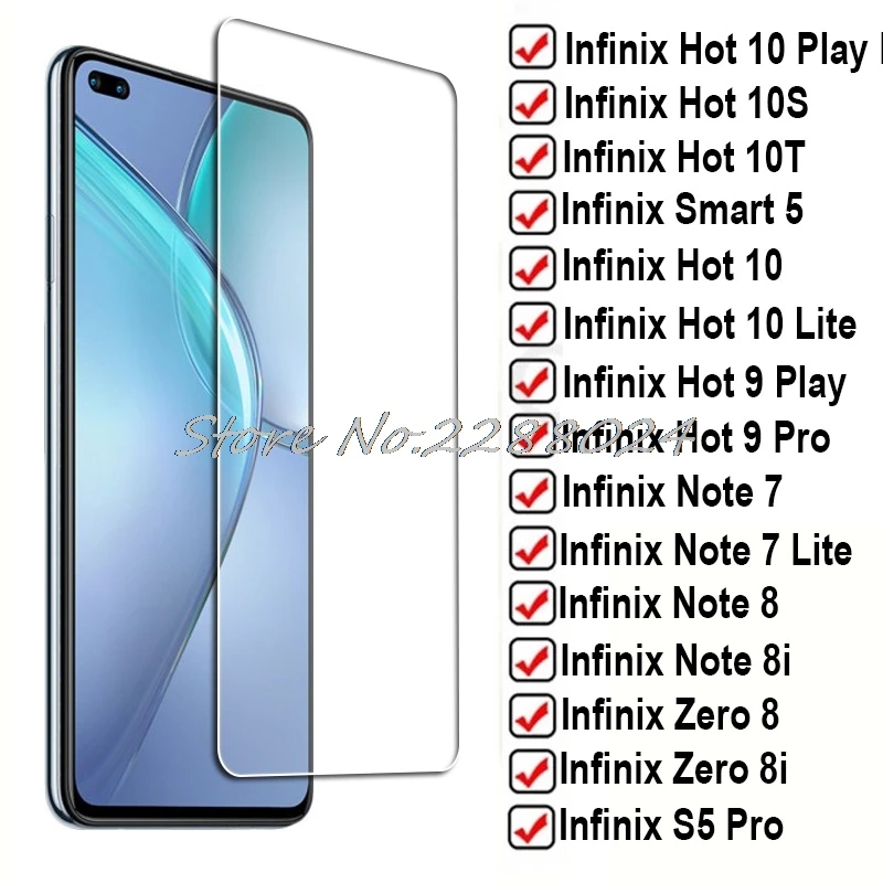 Tempered Glass For Infinix Hot 10 9 Play 10S NFC 10T  Smart 5 10Lite Lite Note 8 8i 7 S4 S5 Pro Note8 Screen Protector Film