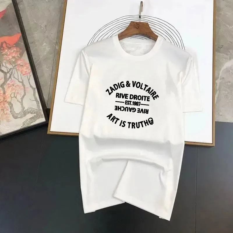 V-voltaire ZadigS T-shirt style décontracté pour hommes et femmes automne hiver lettre ample à manches courtes nouveau haut de sport en coton_voghion.com