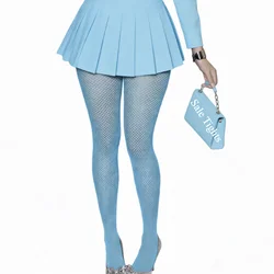 Elegant Sky Blue Fishnet Bodystockings - Vibrant Mesh Pantyhose - One Size (Sky - Blue)