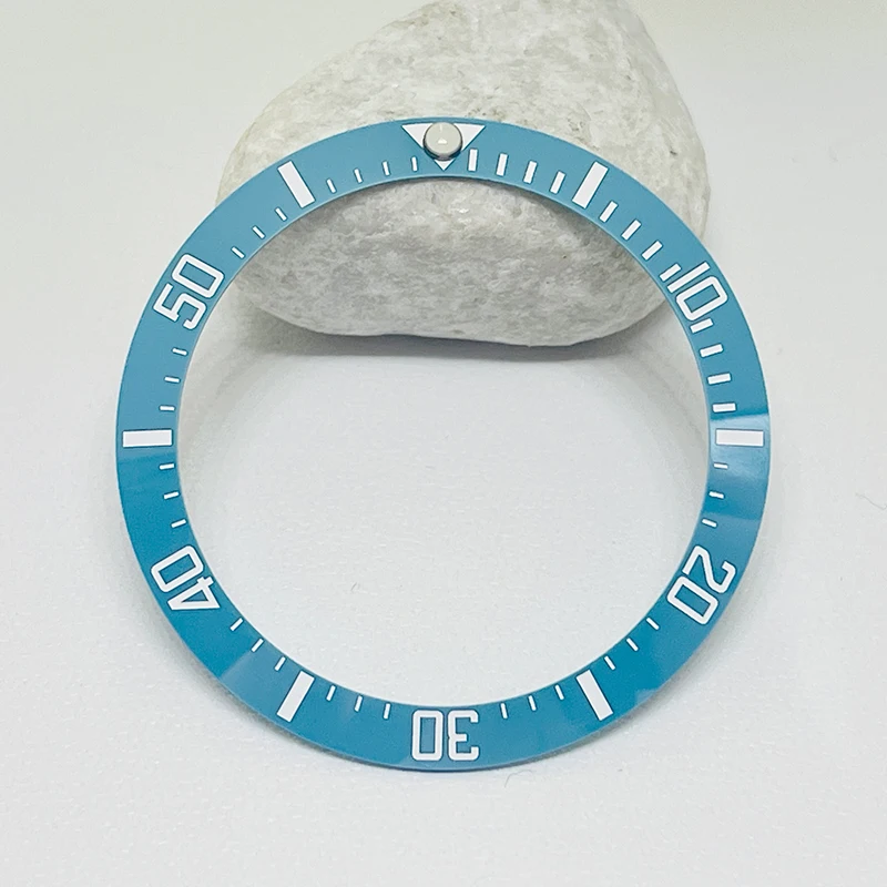 38 mm seeblauer Keramik-Uhrenring, Innendurchmesser 30,5 mm, passend für SKX007 SKX009 Taucheruhrengehäuse, Ersatzteile ersetzen – Detail 3