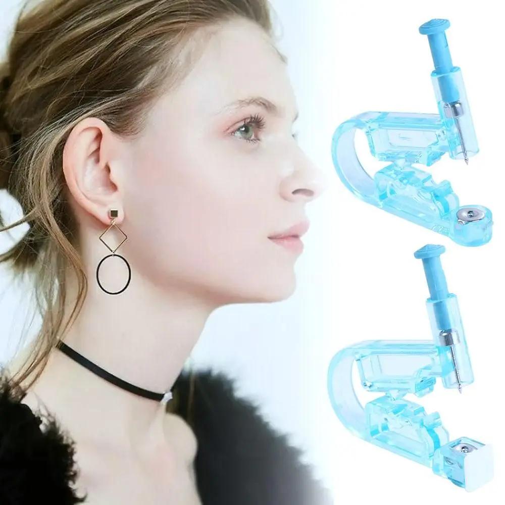 Blue Wear Earring Crystal Ear Stud One-Time Earring Piercer Machine Strumento Per Piercing All'Orecchio Del Naso Strumento Per Unghie Dell'Orecchio In