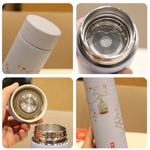 500ML Stainless Steel Thermos Cup Coffee Tea Mug Chinese Classical Style Water Bottle With Filter Thermo cup 3