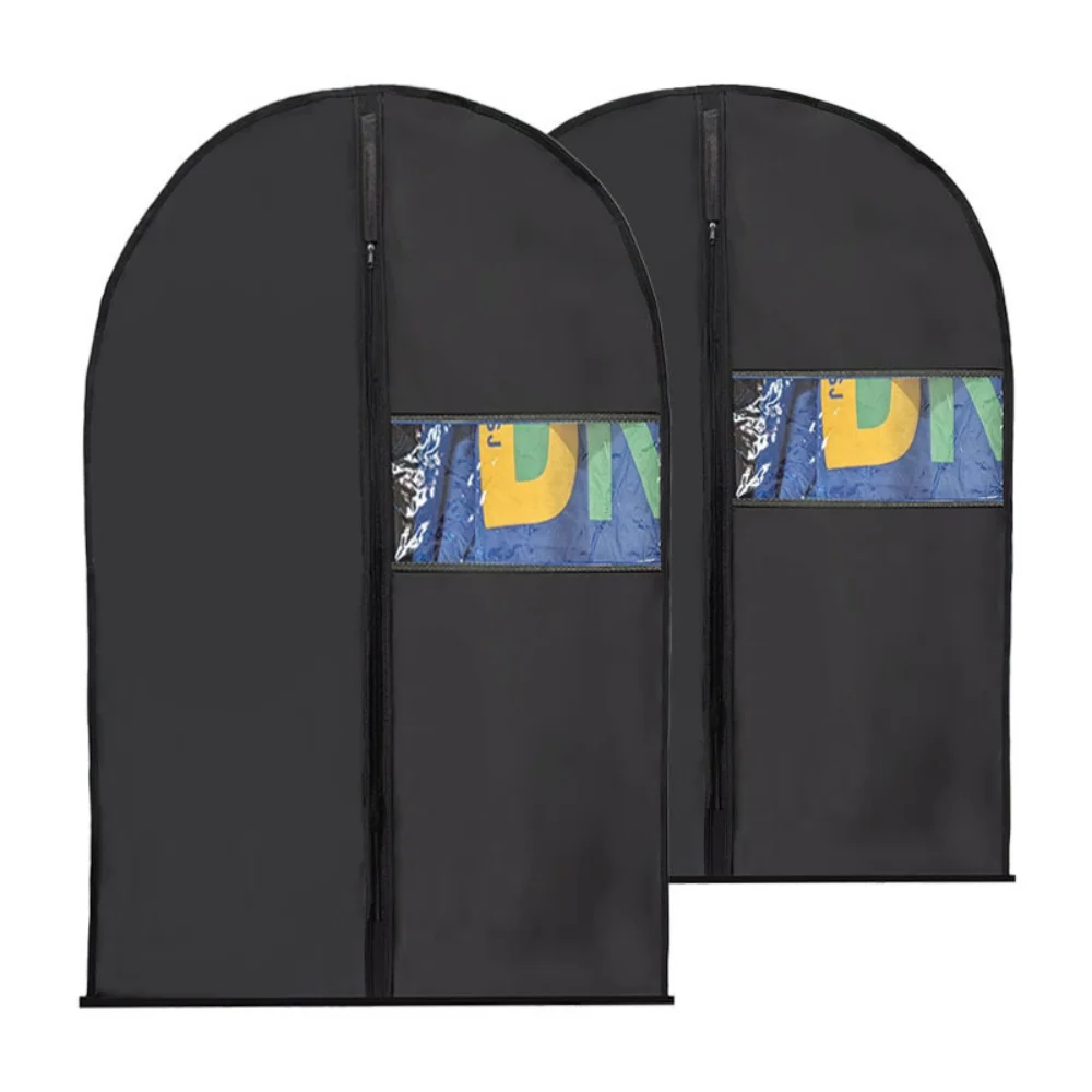 Dustproof Clothing Covers Waterproof Clothes Dust Cover Coat Suit Dress Protector Hanging Garment Bags Black Closet Organizer