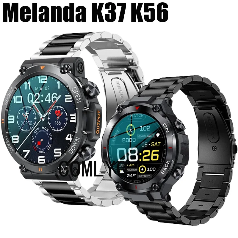 

For MELANDA K56 K37 Smart Watch Strap Stainless Steel Metal Band Men Belt
