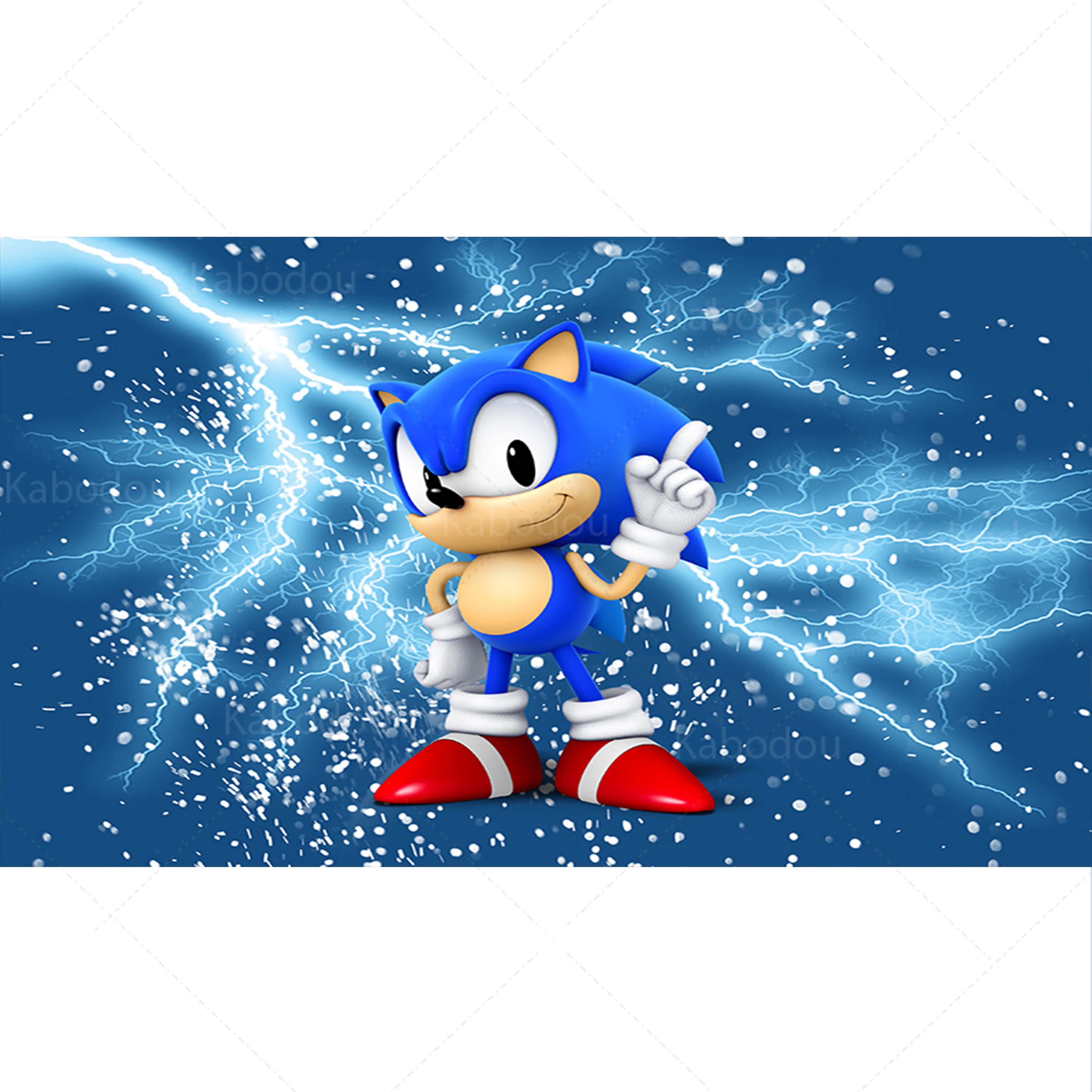 thumbnail image 1 of Fondo redondo de Sonic para decoración de cumpleaños de niños, fondo de fotografía azul, cubierta cilíndrica de poliéster elástico, accesorios para baby shower, 1 of 4