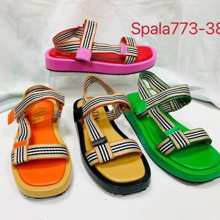 

Women Sandals Thick Muffin Buttom Black and White Stripe Rome Style Open-Toe Ladies Shoes Summer New Casual Females Sandals