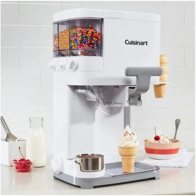 Cuisinart Soft Serve Ice Cream Machine- Mix It In Ice Cream Maker for Frozen Yogurt, Sorbet, Gelato, Drinks 1.5 Quart, White, 2