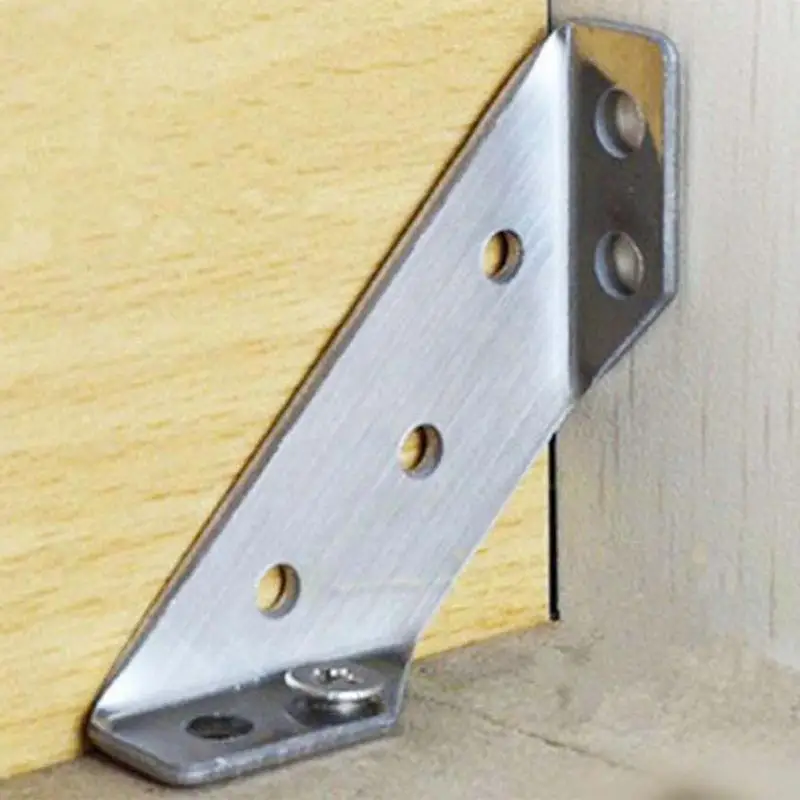 10pcs Universal Furniture Corner Connector Stainless Steel Corner Brace with Screws Heavy Duty Angle Shelf Brackets for Wood