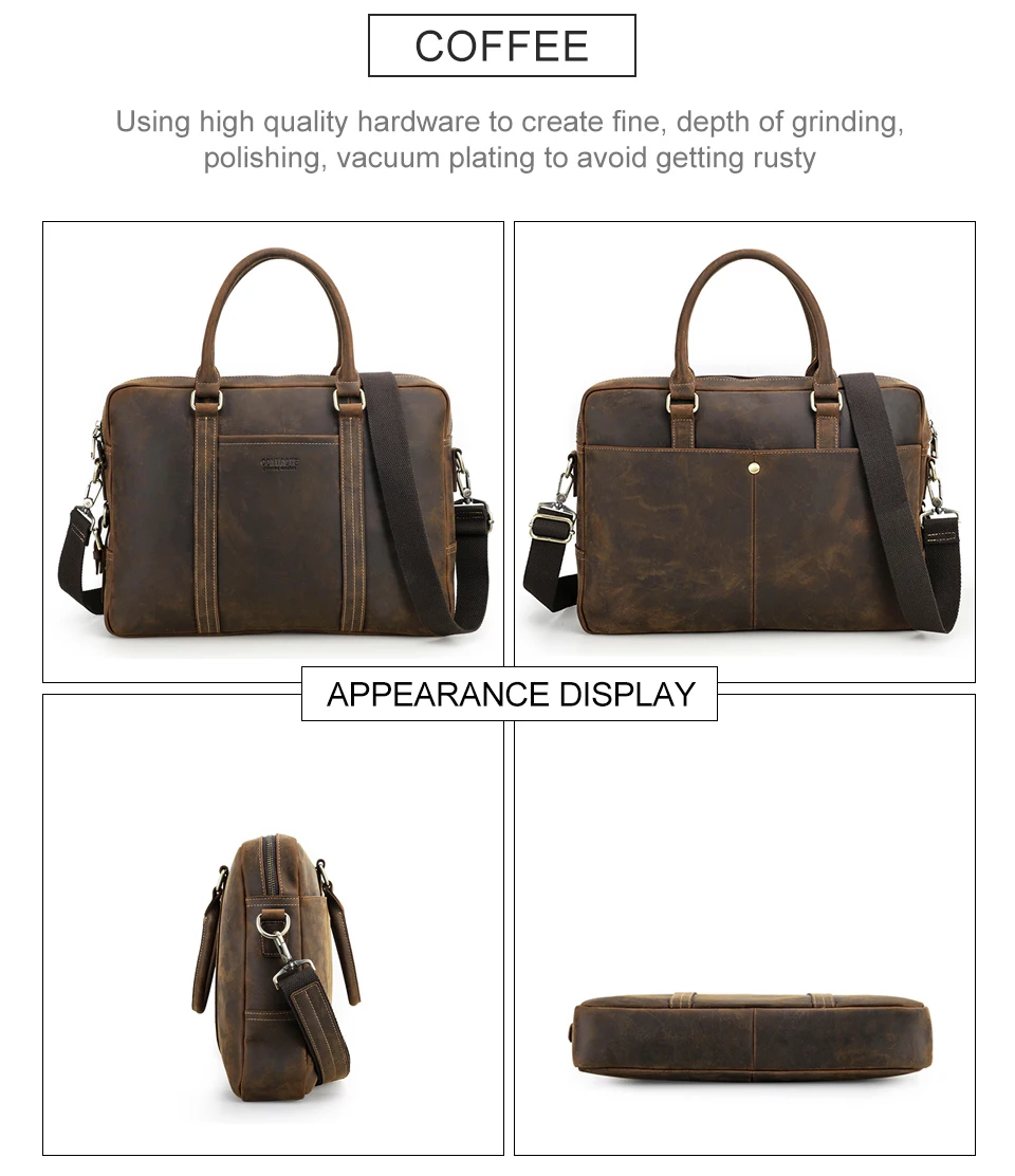 Contact's Echt leder Business-Taschen für Männer Vintage Aktentasche Umhängetasche Herren tasche Einkaufstasche Laptop-Taschen für 13.3 "MacBook Air – Detail 13