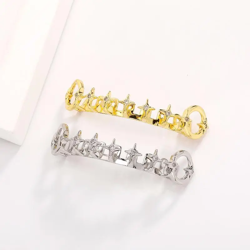 1개 고딕 풀스타 체인 힙합 지르콘 입 이빨 캡 여성 남성용 쥬얼리 패션 치아 장식 액세서리