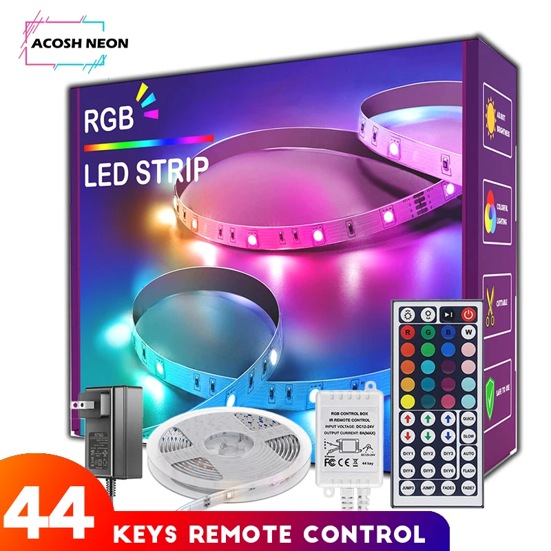 RGB LED Strip Lights 20M/65.6FT LED Lights Color Changing Lighting Flexible LED Lamp With 44Keys Remote
