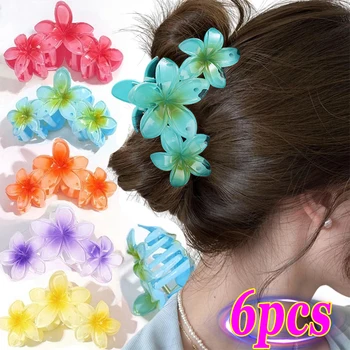 Artigli per capelli alla moda con fiori all'uovo sul retro della testa Accessori per capelli per ragazza per vacanze al mare in stile coreano con forcina per capelli retrò e cororful 1